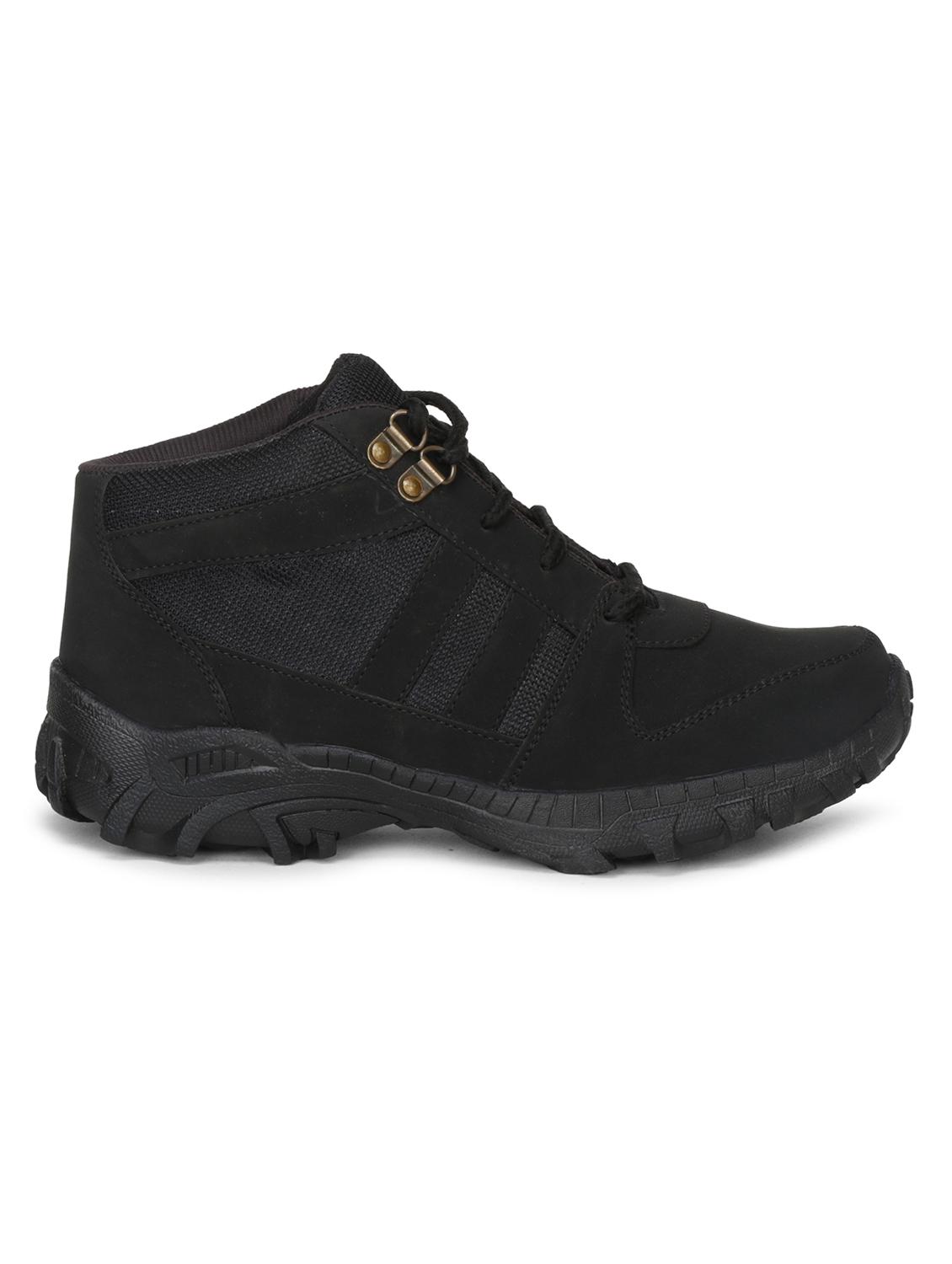 black fabric & synthetic lace up boots - 17565485 - Zoom Image - 3