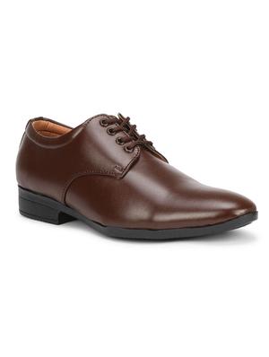 brown leatherette laceup derbies - 17565486 - Standard Image - 2
