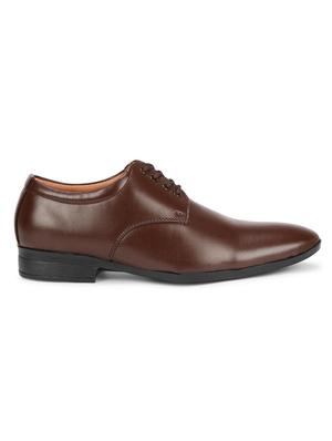 brown leatherette laceup derbies - 17565486 - Standard Image - 3