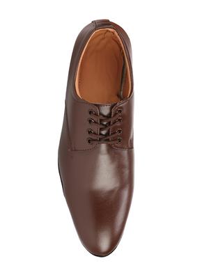 brown leatherette laceup derbies - 17565486 - Standard Image - 5