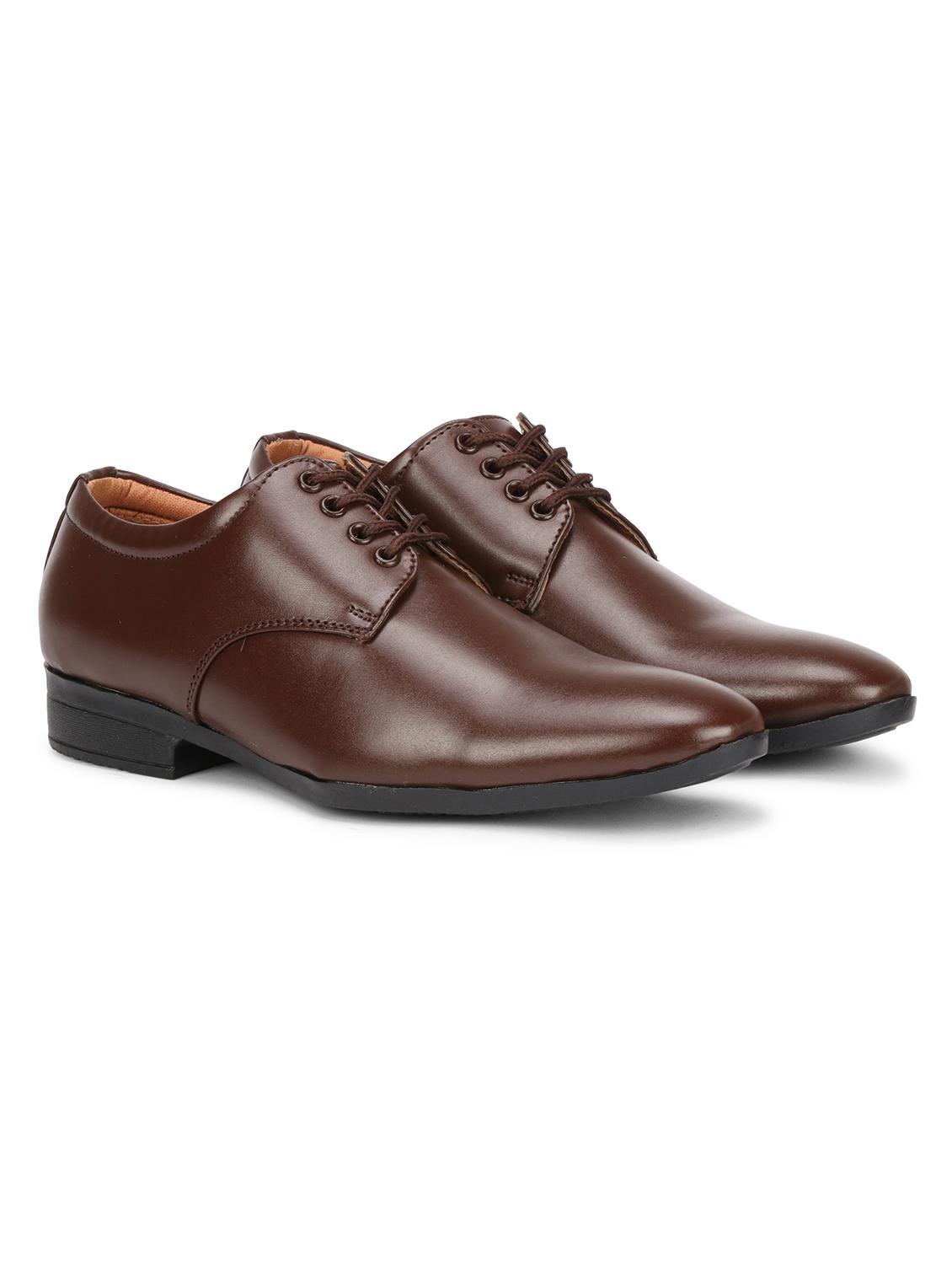 brown leatherette laceup derbies - 17565486 - Zoom Image - 1