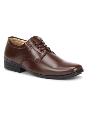 brown leatherette laceup derbies - 17565495 - Standard Image - 2