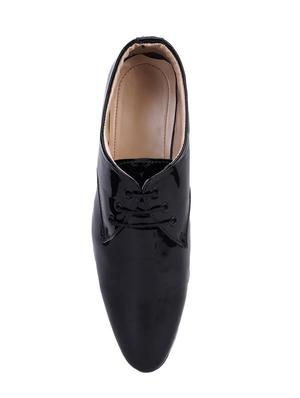 black leatherette laceup derbies - 17565499 - Standard Image - 5