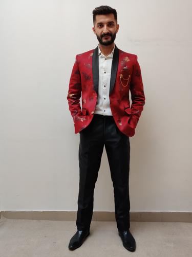 wine men party wear blazer - 17565504 - Very Small Image - 1