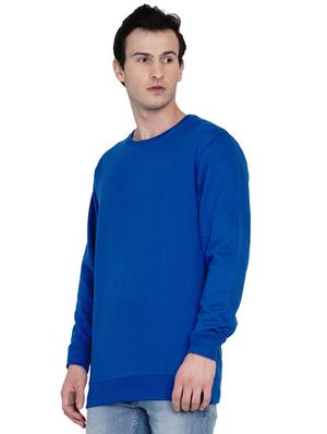 blue solid fleece sweatshirt - 17565788 - Standard Image - 2