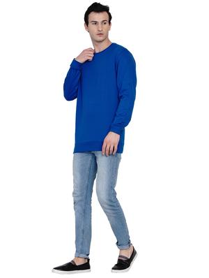 blue solid fleece sweatshirt - 17565788 - Standard Image - 4
