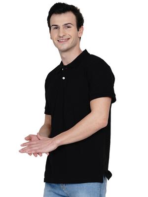 black solid polo t-shirt - 17565797 - Standard Image - 2