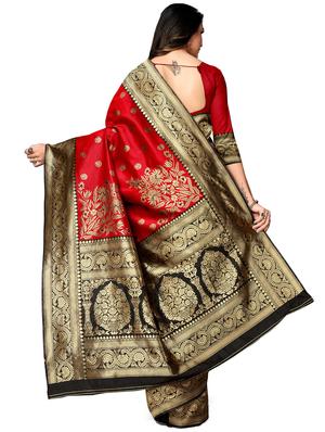 jacquard banarasi saree with blouse - 17566038 - Standard Image - 2