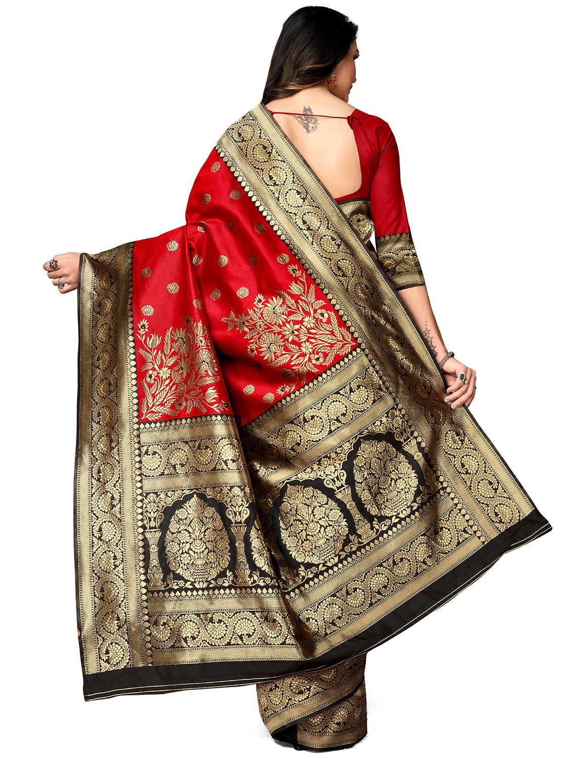 jacquard banarasi saree with blouse - 17566038 - Zoom Image - 2