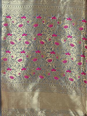 jacquard banarasi saree with blouse - 17566048 - Standard Image - 4