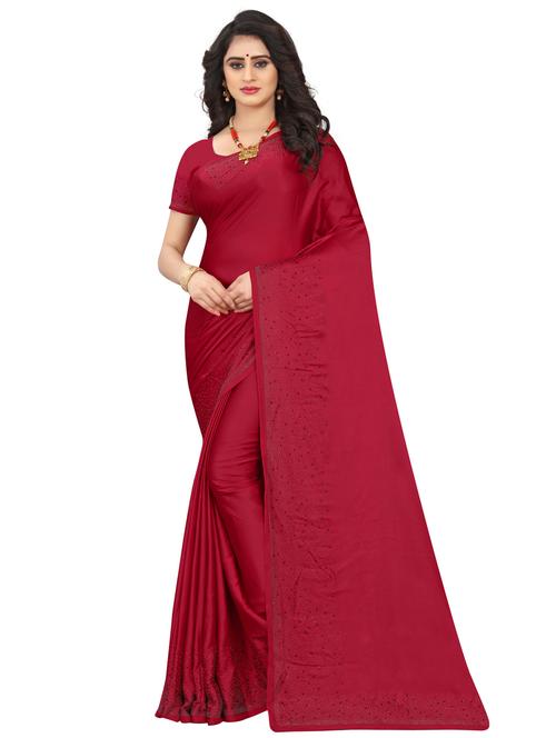solid bordered saree with blouse - 17566073 - Standard Image - 1