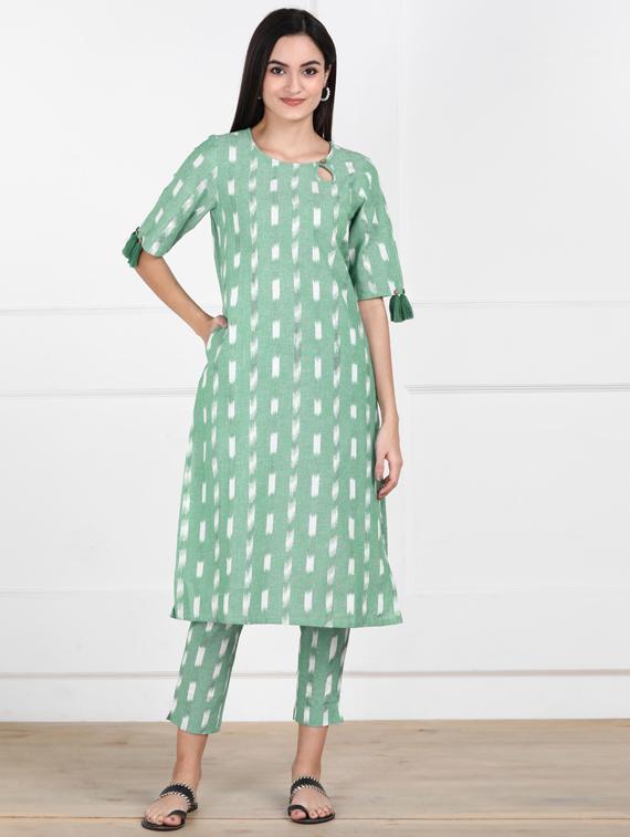 ikat straight kurta - 17566183 - Zoom Image - 1