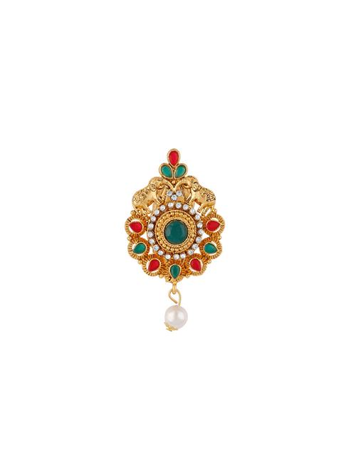 red colored metal brooch - 17566209 -  Standard Image - 0