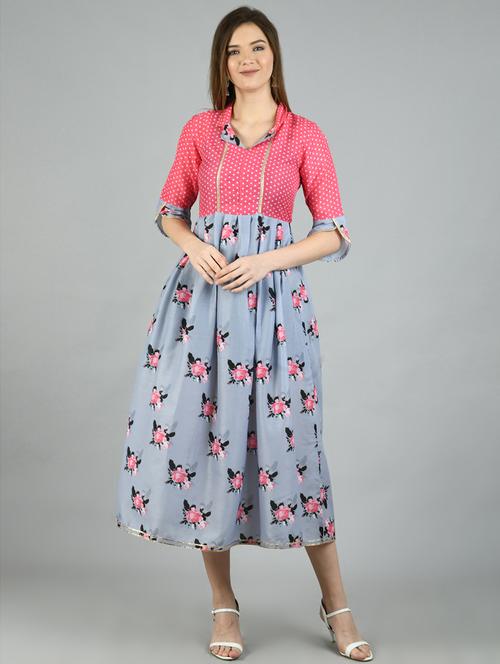 round neck floral maxi dress - 17566536 - Standard Image - 1
