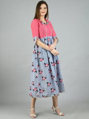 round neck floral maxi dress - 17566536 - Standard Image - 2