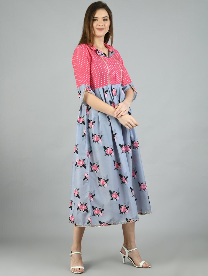 round neck floral maxi dress - 17566536 - Zoom Image - 2