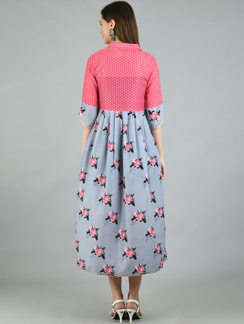 round neck floral maxi dress - 17566536 - Zoom Image - 3