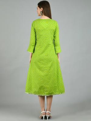 green cotton a-line dress - 17566539 - Standard Image - 3
