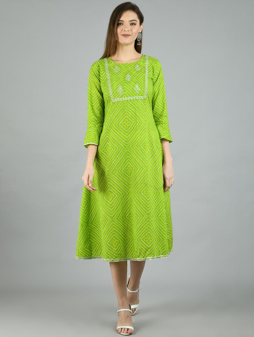 green cotton a-line dress - 17566539 - Zoom Image - 1