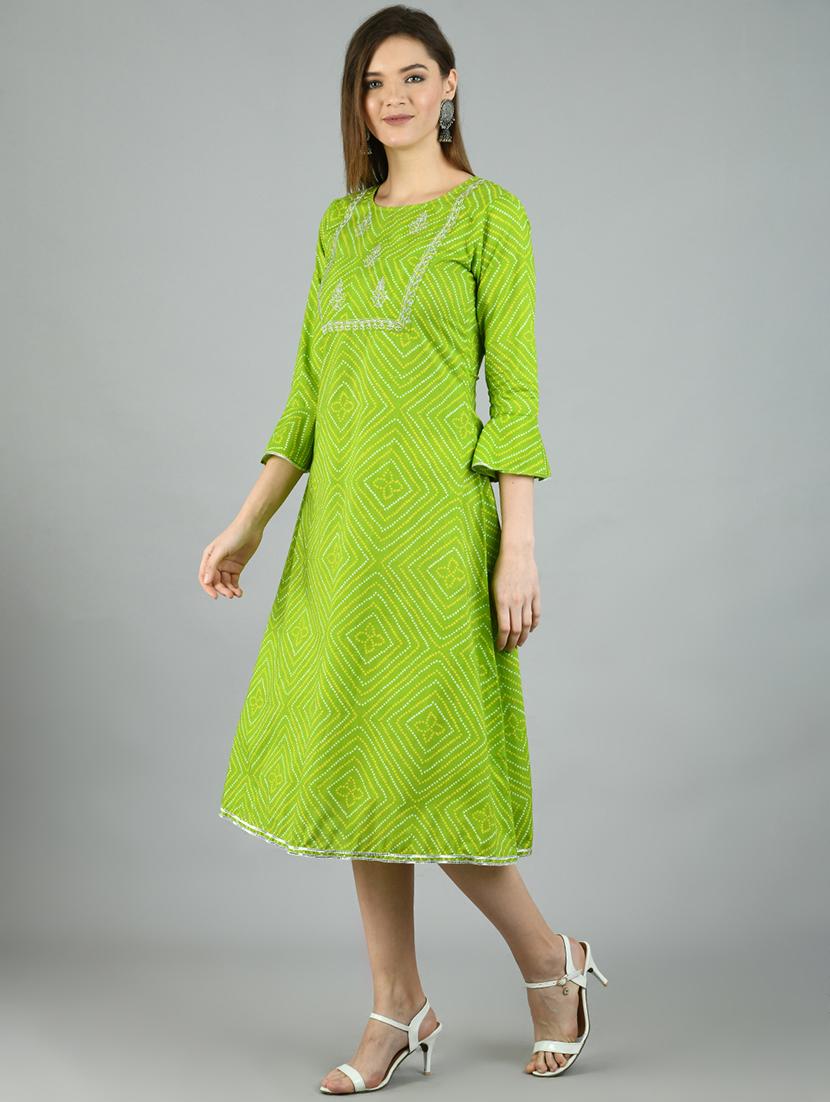 green cotton a-line dress - 17566539 - Zoom Image - 2