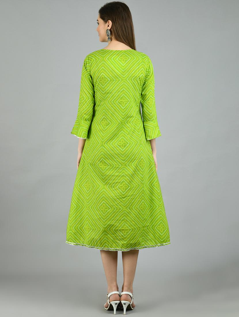 green cotton a-line dress - 17566539 - Zoom Image - 3