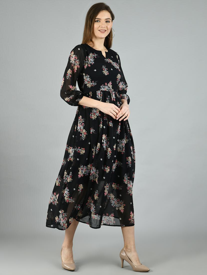 notch neck floral dress - 17566542 - Zoom Image - 2