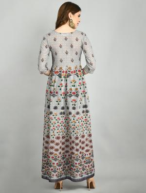 grey floral maxi ethnic dress - 17566556 - Standard Image - 3