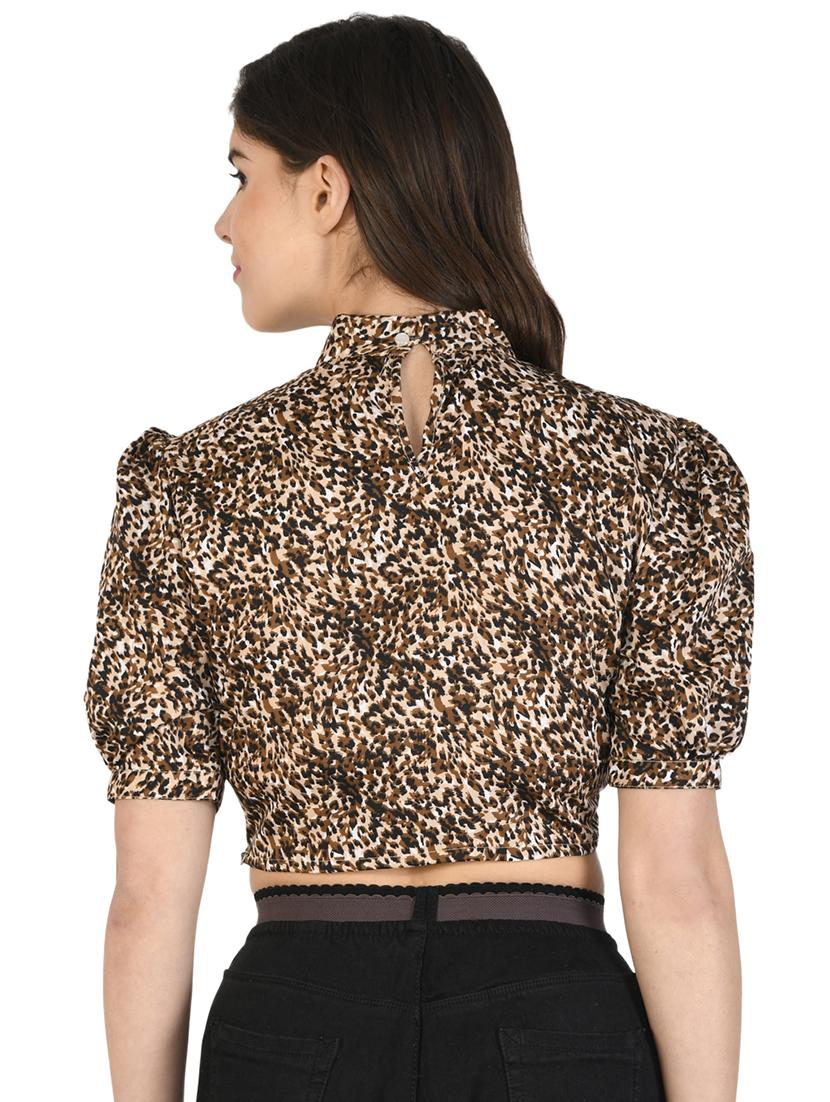 mock neck animal print top - 17566568 - Zoom Image - 2