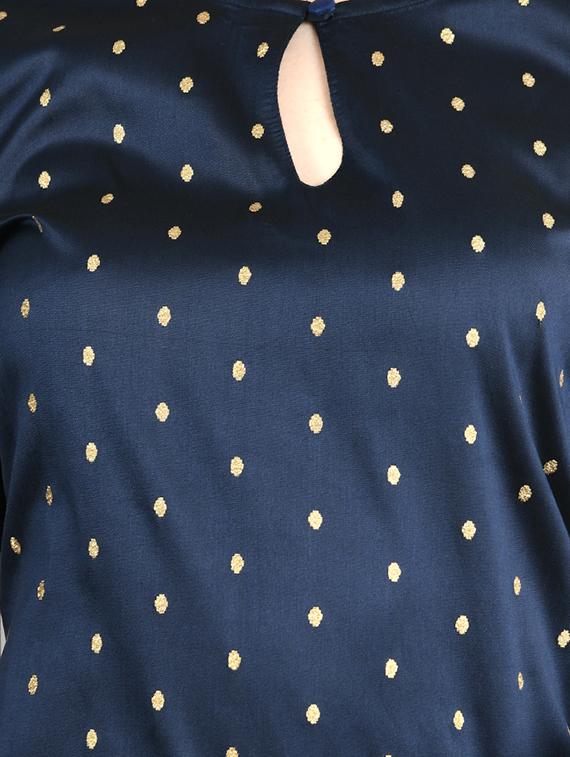 navy silk kurta pant set - 17566621 - Zoom Image - 4