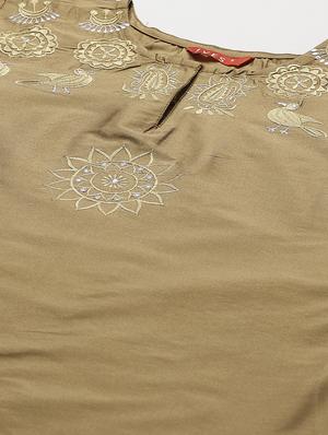 yoke embroidered straight kurta - 17567027 - Standard Image - 5