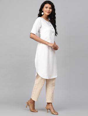 solid straight kurta - 17567036 - Standard Image - 2