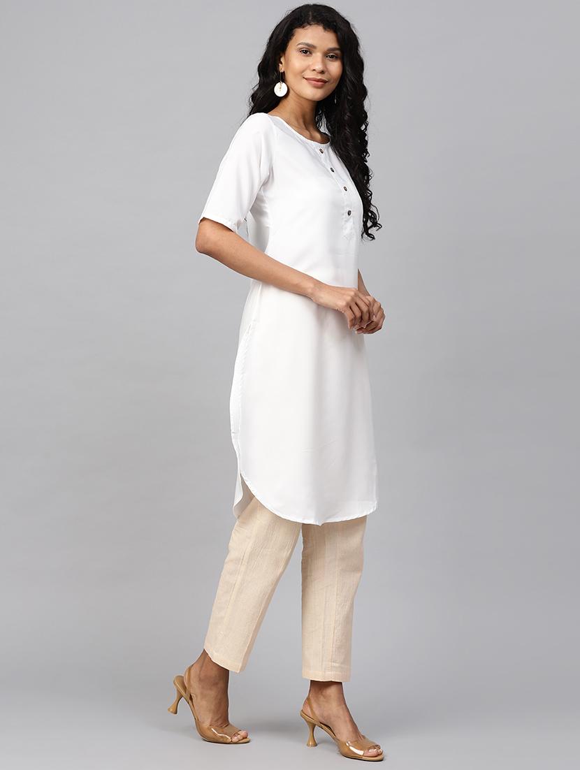 solid straight kurta - 17567036 - Zoom Image - 2