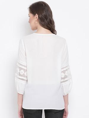 white embroidered regular top - 17567052 - Standard Image - 3
