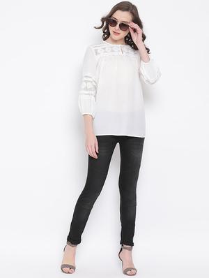 white embroidered regular top - 17567052 - Standard Image - 4