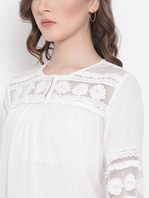 white embroidered regular top - 17567052 - Standard Image - 5