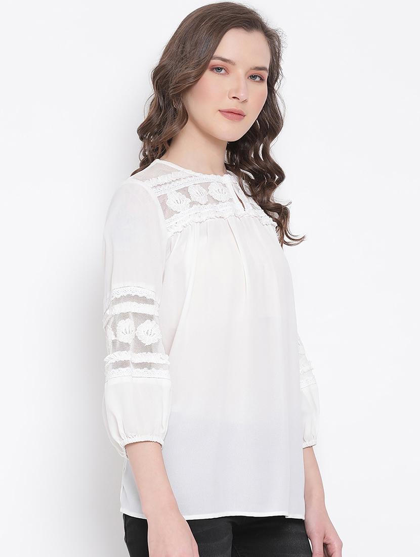 white embroidered regular top - 17567052 - Zoom Image - 2