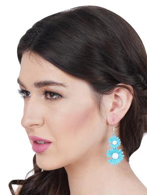 blue metal drop earring - 17567055 - Standard Image - 4