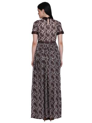 brown net aline ethnic dress - 17567089 - Standard Image - 2