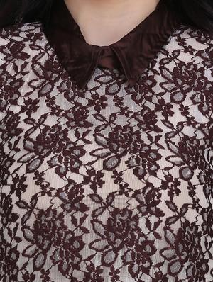brown net aline ethnic dress - 17567089 - Standard Image - 3