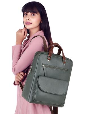 green leatherette (pu) regular backpack - 17567244 - Standard Image - 6