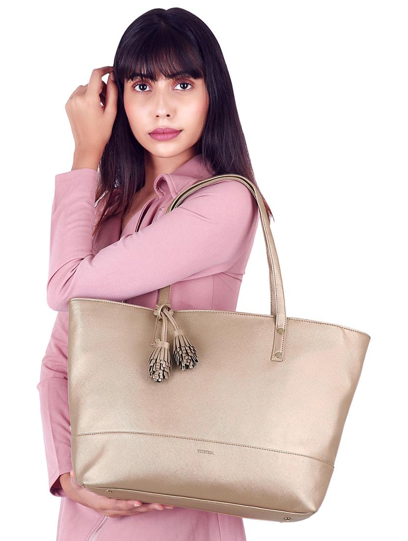 gold leatherette (pu) regular handbag - 17567259 - Zoom Image - 6