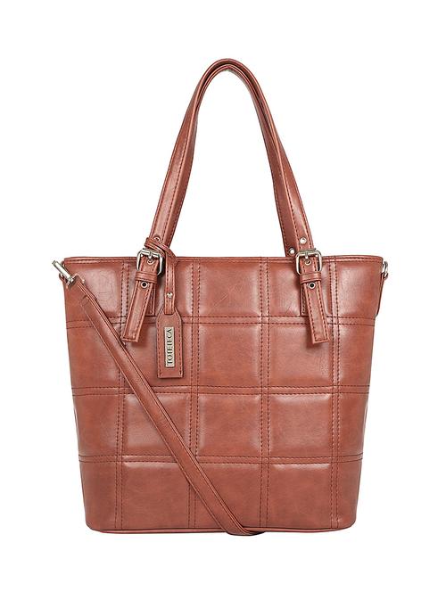 brown leatherette (pu) regular handbag - 17567277 - Standard Image - 1