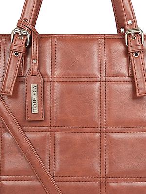 brown leatherette (pu) regular handbag - 17567277 - Standard Image - 4