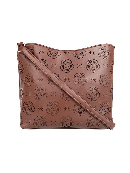 brown leatherette (pu) regular sling bag - 17567331 - Standard Image - 1