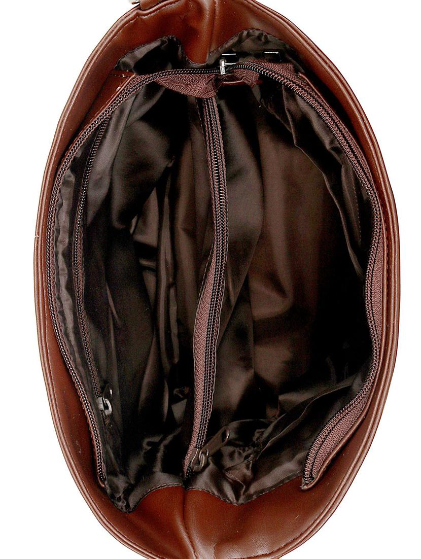 brown leatherette (pu) regular sling bag - 17567331 - Zoom Image - 3