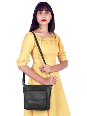 black leatherette (pu) regular sling bag - 17567335 - Standard Image - 6