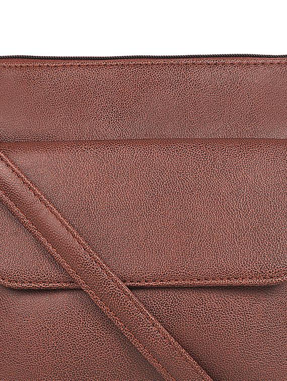 brown leatherette (pu) regular sling bag - 17567337 - Zoom Image - 4