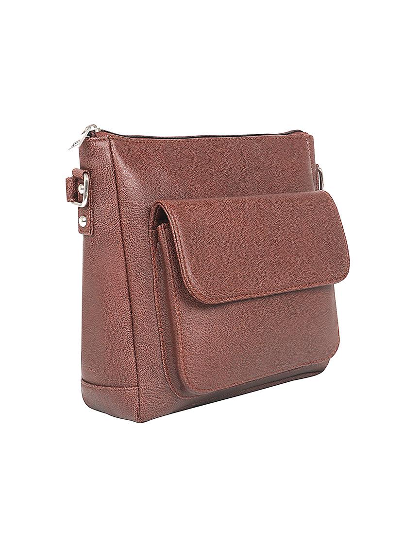 brown leatherette (pu) regular sling bag - 17567337 - Zoom Image - 5