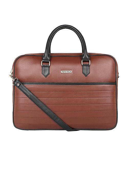 brown leatherette (pu) regular laptop bag - 17567363 - Standard Image - 1