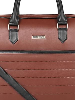 brown leatherette (pu) regular laptop bag - 17567363 - Standard Image - 4